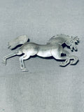 Sensational Native American Navajo Handcarved Colossal Sterling Silver Horse Pin Pendant-Nativo Arts