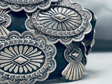 374 Grams Vintage Native American Navajo Hand Tooled Sterling Silver Concho Belt-Nativo Arts