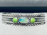 Opulent Opal!! Vintage Native American Navajo Gaspeite Sterling Silver Bracelet-Nativo Arts