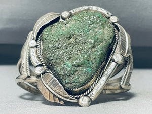 One Of The Best Ever Vintage Native American Navajo Green Seafoam Turquoise Sterling Bracelet-Nativo Arts