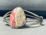Rhodochrosite Fab Vintage Native American Navajo Sterling Silver Bracelet Cuff-Nativo Arts