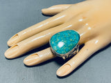 Magnificent Native American Navajo Damale Turquoise Sterling Silver Signed Ring-Nativo Arts