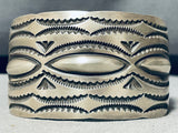 Wide Hand Wrought Vintage Native American Navajo Heavy Sterling Silver Bracelet-Nativo Arts