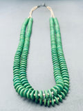 Green Turquoise Disc Vintage Native American Navajo Heishi Sterling Silver Necklace-Nativo Arts