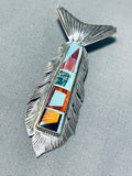 Fantastic Vintage Signed Sleeping Beauty Turquoise Sterling Silver Pendant-Nativo Arts