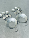 Fantastic Vintage Native American Navajo Black Onyx Hammered Sterling Silver Earrings-Nativo Arts