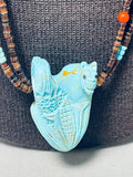 Eagle And Bear!! Vintage Native American Navajo Turquoise Sterling Silver Heishi Necklace-Nativo Arts