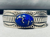 Heavy Lapis Moon Vintage Native American Navajo Sterling Silver Bracelet Cuff-Nativo Arts