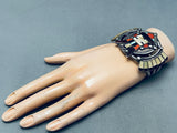 Museum Quality Vintage Native American Zuni Turquoise Kachina Sterling Silver Bracelet-Nativo Arts