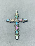 Beautiful Vintage Native American Zuni Opal Sterling Silver Cross Pendant-Nativo Arts