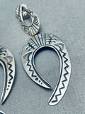 Detailed Vintage Navajo Stamped Sterling Silver Earrings-Nativo Arts