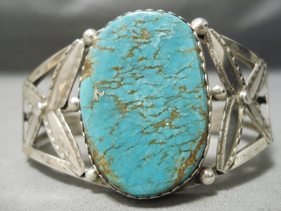 Opulent Vintage Native American Navajo X Flank Royston Turquoise Sterling Silver Bracelet-Nativo Arts