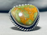 Native American Huge 44 Grams Ella Jackson Green Turquoise Sterling Silver Ring-Nativo Arts