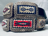 414 Grams Hand Beaded Vintage Native American Navajo Sterling Silver Concho Belt Old-Nativo Arts