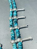 Ceremonial Dancer Native American Navajo Turquoise Sterling Silver Squash Blossom Necklace-Nativo Arts