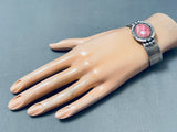 Larry Moses Yazzie Vintage Native American Navajo Rhodochrosite Sterling Silver Bracelet-Nativo Arts