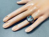 Striking Vintage Native American Navajo Turquoise Sterling Silver Ring-Nativo Arts