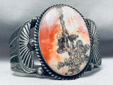 Huge Early Vintage Native American Navajo Petrified Wood Sterling Silver Bracelet-Nativo Arts