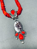 Dropdead Gorgeous Native American Navajo Coral White Agate Sterling Silver Necklace-Nativo Arts