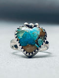 Inlay Heart Turquoise Vintage Southwest Sterling Silver Ring-Nativo Arts
