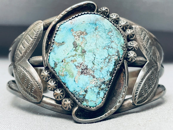 One Of The Best Ever Vintage Native American Navajo Gilbert Turquoise Sterling Silver Bracelet-Nativo Arts