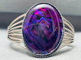 Very Rare Vintage Navajo Purple Abalone Shell Sterling Silver Bracelet-Nativo Arts