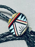 W. Booqua Noteworthy Vintage Native American Zuni Blue Gem Turquoise Sterling Silver Bolo-Nativo Arts