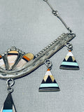 One Of The Most Beautiful Vintage Native American Zuni Dangle Turquoise Sterling Silver Necklace-Nativo Arts