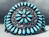 Sylvia Chee Native American Navajo Cluster Sleeping Beauty Turquoise Sterling Silver Bracelet-Nativo Arts