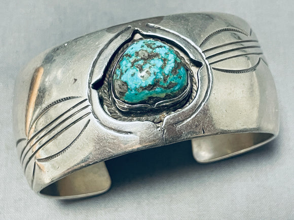Best Vintage Native American Navajo Pilot Mountain Turquoise Sterling Silver Shadowbox Bracelet-Nativo Arts
