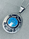 Whimsical Vintage Native American Hopi Turquoise Sterling Silver Turtle Necklace-Nativo Arts