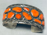 One Of The Best Ever Vintage Native American Zuni Coral Chunk Sterling Silver Bracelet-Nativo Arts