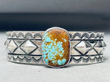 Rare Internal Silver Works Native American Navajo #8 Turquoise Sterling Silver Bracelet-Nativo Arts