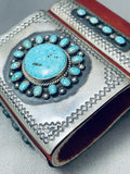Sturdy 104 Grams Vintage Native American Navajo Turquoise Sterling Silver Bowguard Bracelet-Nativo Arts