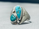 Brilliant Vintage Native American Navajo Cerrillos Morenci Turquoise Sterling Silver Ring-Nativo Arts