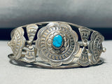 Concho Belt For Wrist! Vintage Native American Navajo Turquoise Sterling Silver Bracelet-Nativo Arts