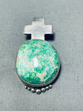 Signed Vintage Native American Navajo Damale Turquoise Sterling Silver Cross Pendant-Nativo Arts