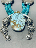 275 Grams Native American Navajo Turquoise Sterling Silver Naja Necklace-Nativo Arts