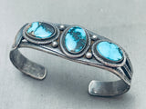 1930's Rare Ingot Silver 999 Vintage Native American Navajo Morenci Turquoise Bracelet-Nativo Arts