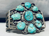 Patina Paradise!! Vintage Native American Navajo Turquoise Cluster Sterling Silver Bracelet-Nativo Arts