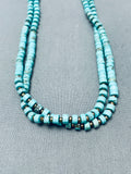 Amazing Native American Navajo Turquoise Disc Heishi Sterling Silver Necklace-Nativo Arts