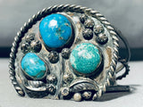 Huge Vintage Native American Navajo Gilbert Turquoise Sterling Silver Bracelet Old-Nativo Arts