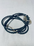 Usmc Marines Vintage Native American Navajo Sterling Silver Bolo Tie Rare!-Nativo Arts