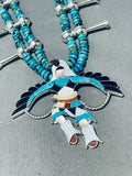 Ceremonial Dancer Native American Navajo Turquoise Sterling Silver Squash Blossom Necklace-Nativo Arts