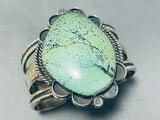 Gigantic Native American Navajo Green Turquoise Sterling Silver Bracelet-Nativo Arts