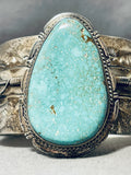 One Of The Coolest Vintage Native American Navajo Feather Turquoise Sterling Silver Bracelet-Nativo Arts
