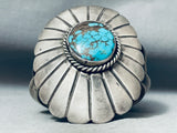 196 Grams Huge Vintage Native American Navajo Turquoise Sterling Silver Bracelet