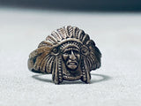 Detailed Vintage Southwest Chief Sterling Silver Ring-Nativo Arts