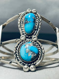 Signed Vintage Native American Navajo Morenci Turquoise Sterling Silver Bracelet-Nativo Arts