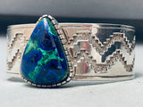 One Of The Best Vintage Native American Navajo Azurite Sterling Silver Bracelet Cuff-Nativo Arts